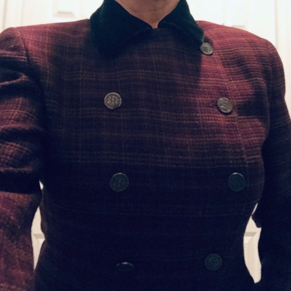 Wool Tweed Coin-Button Velvet Collar Jacket - Picture 9 of 11